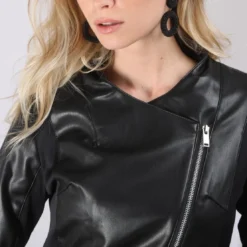 3S. x Le VestiaireVeste croisée zippée manches longues et volant femme - Noir