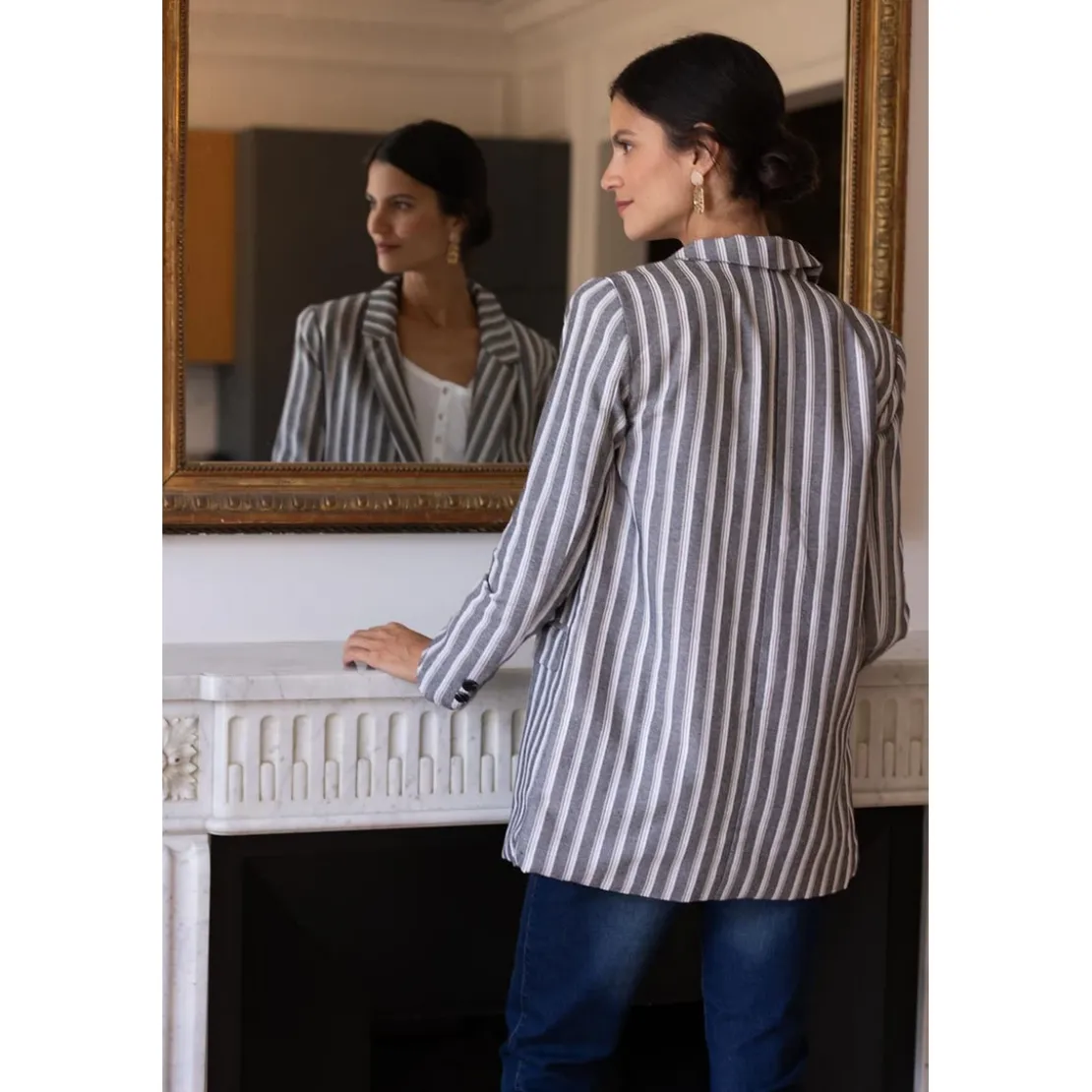 3S. x Le VestiaireVeste tailleur - Rayée