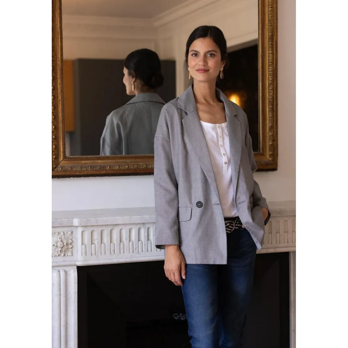 3S. x Le VestiaireVeste tailleur femme - Gris