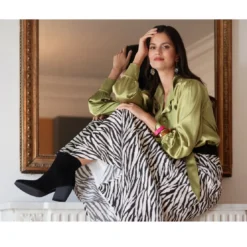 3S. x RééditionBlouse lavallière vert anis - Sylvie