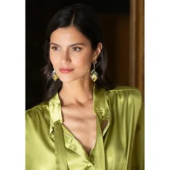 3S. x RééditionBlouse lavallière vert anis - Sylvie