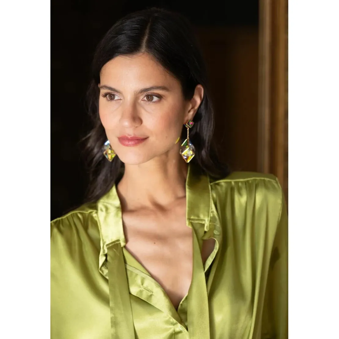 3S. x RééditionBlouse lavallière vert anis - Sylvie