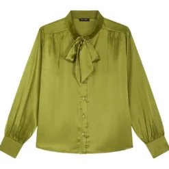 3S. x RééditionBlouse lavallière vert anis - Sylvie