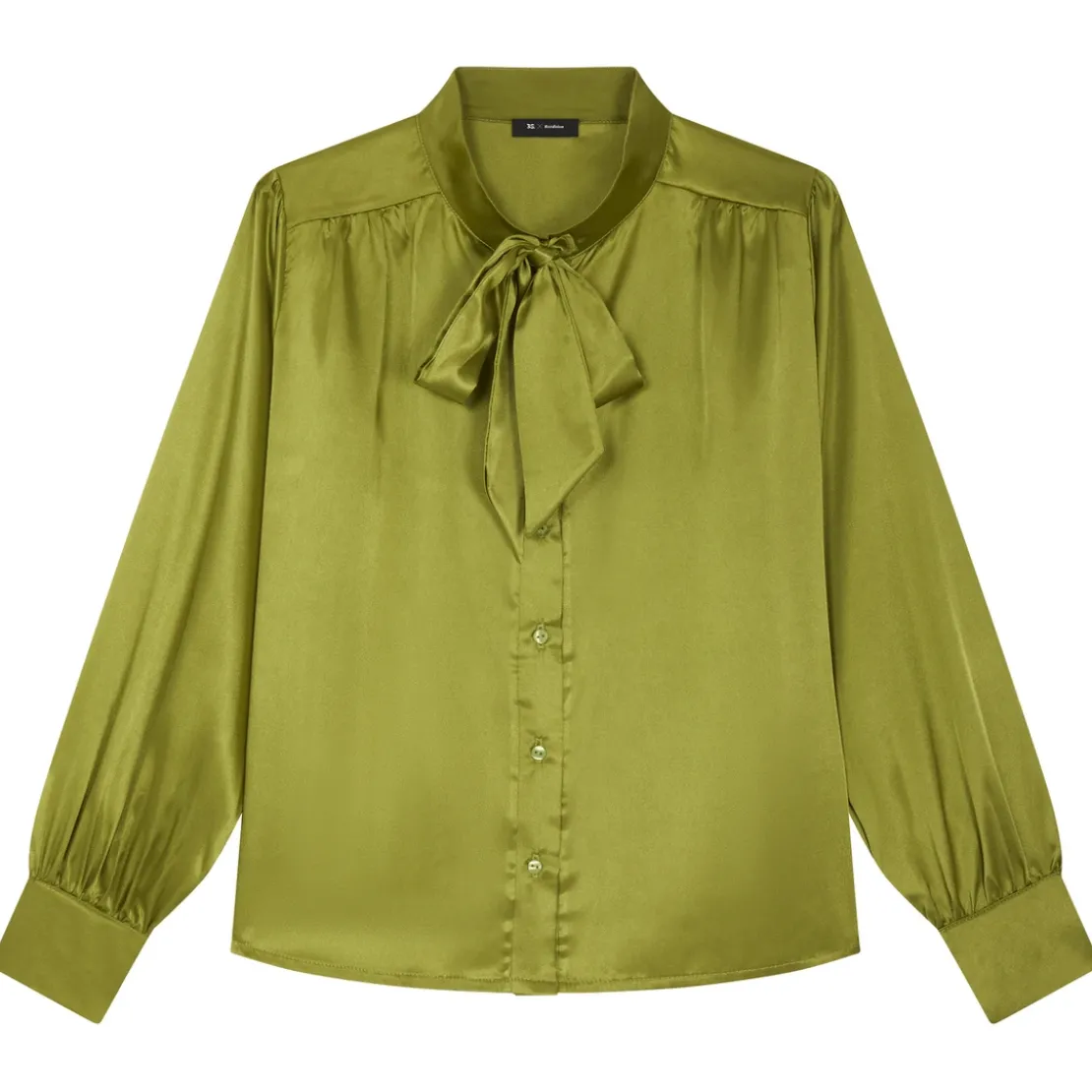 3S. x RééditionBlouse lavallière vert anis - Sylvie