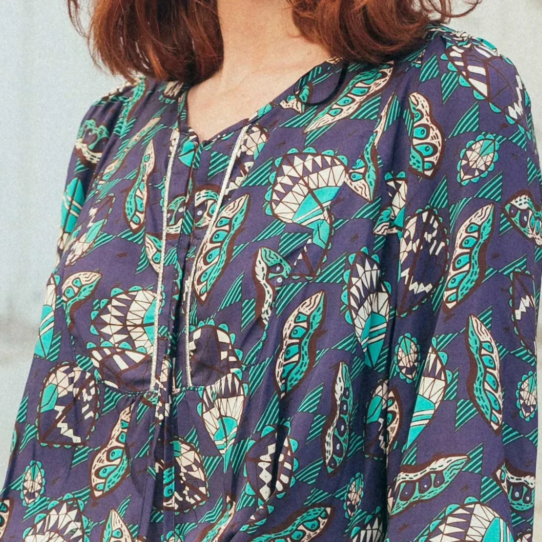 3S. x RééditionBlouse manches longues Pipa Réédition bleu en viscose
