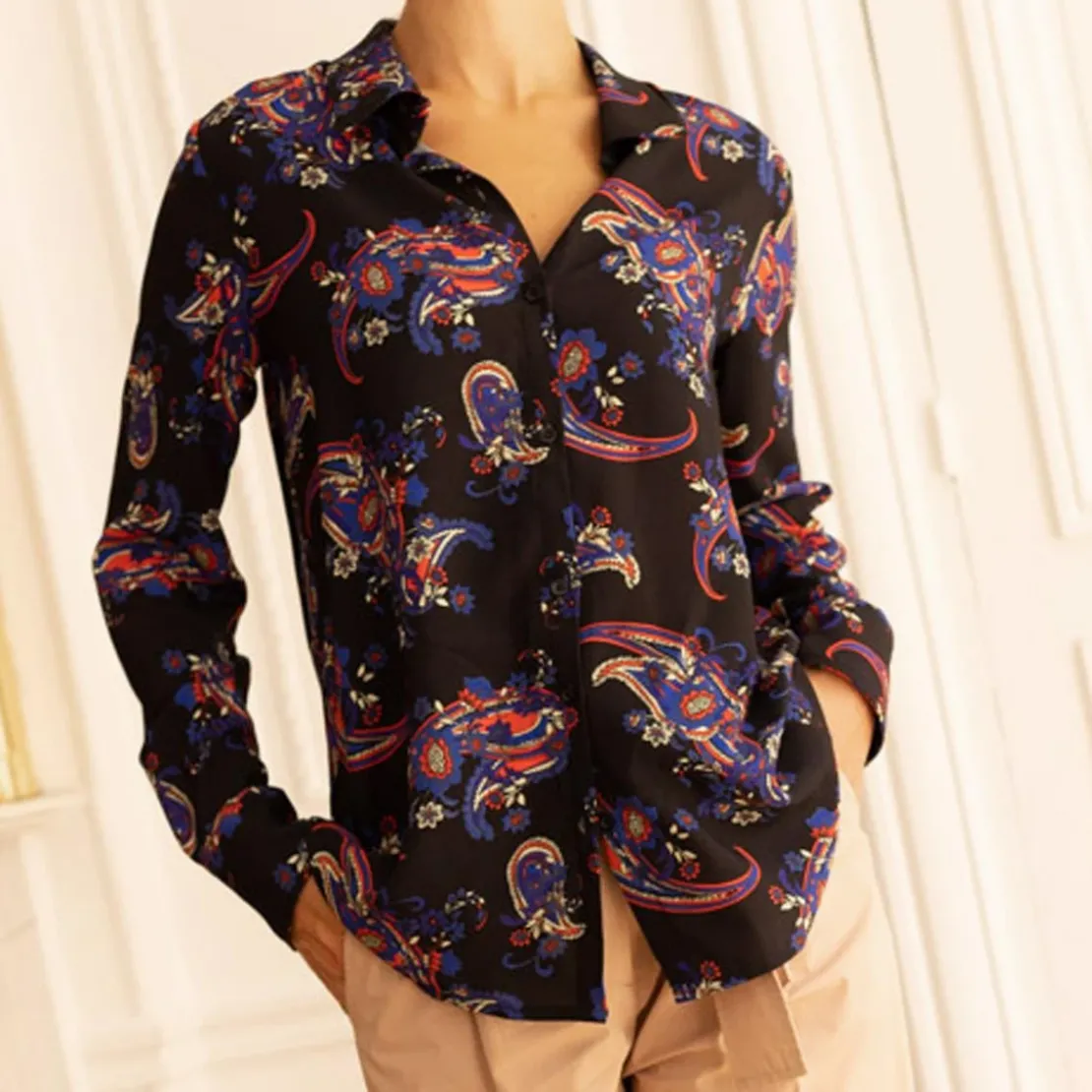 3S. x RééditionChemisier cachemire Max noir en viscose