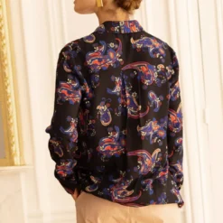3S. x RééditionChemisier cachemire Max noir en viscose