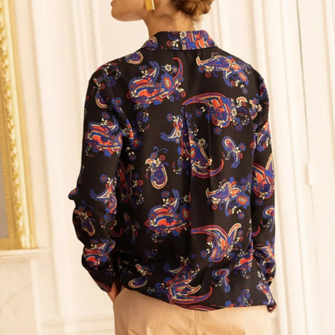 3S. x RééditionChemisier cachemire Max noir en viscose