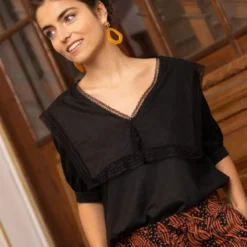 3S. x RééditionChemisier col marin maxi réédition Bérénice noir