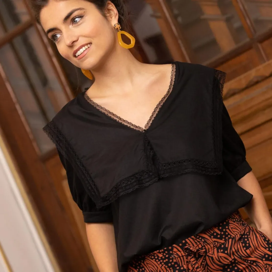3S. x RééditionChemisier col marin maxi réédition Bérénice noir