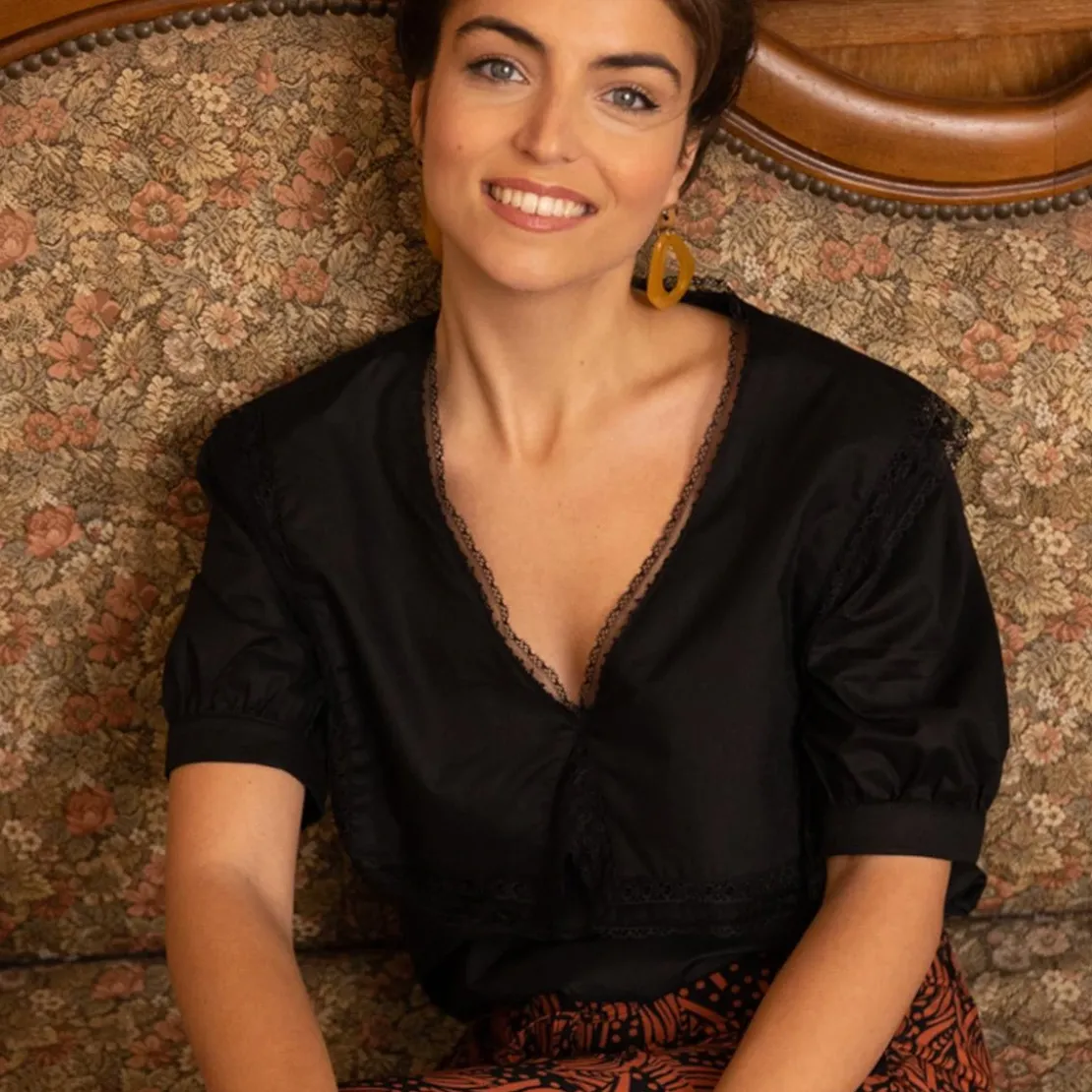 3S. x RééditionChemisier col marin maxi réédition Bérénice noir