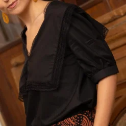 3S. x RééditionChemisier col marin maxi réédition Bérénice noir