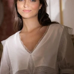 3S. x RééditionChemisier col marin maxi réédition Bérénice blanc