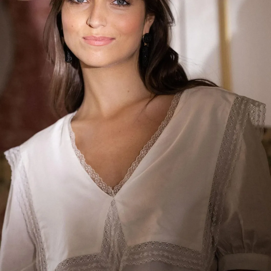 3S. x RééditionChemisier col marin maxi réédition Bérénice blanc