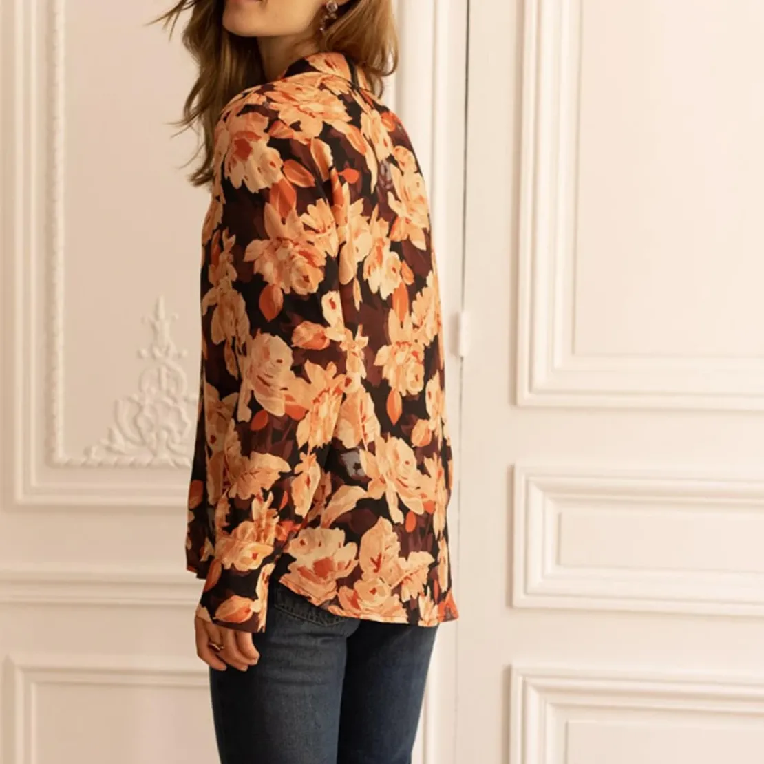 3S. x RééditionChemisier à fleurs Gabrielle rose en viscose
