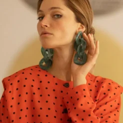 3S. x RééditionChemisier à pois Luna orange en viscose