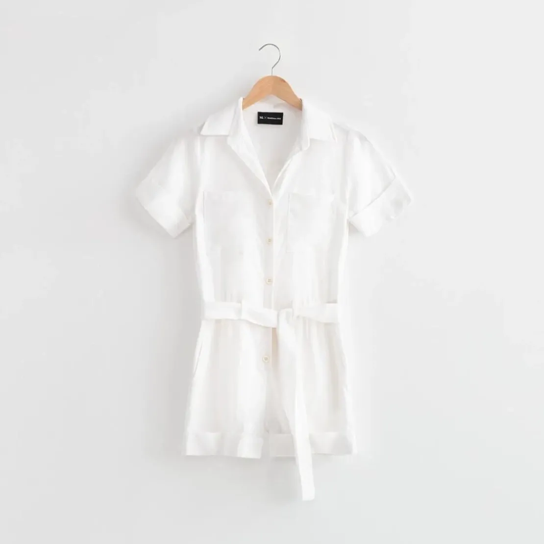 3S. x RééditionCombishort saharienne en Lin Camelia Réédition blanc