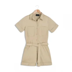 3S. x RééditionCombishort saharienne Camelia Réédition beige en coton
