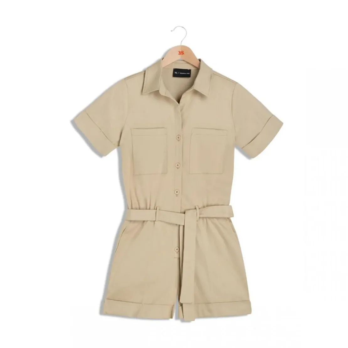 3S. x RééditionCombishort saharienne Camelia Réédition beige en coton