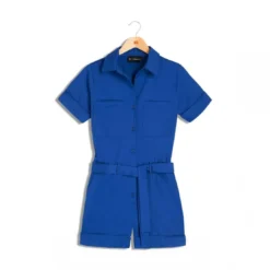 3S. x RééditionCombishort saharienne Camelia Réédition bleu en coton