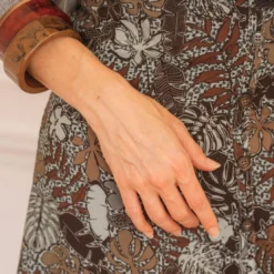 3S. x RééditionJupe longue imprimée jungle Amy gris en viscose