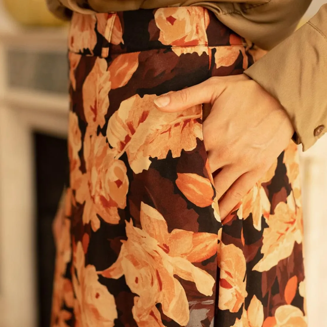 3S. x RééditionJupe midi Gaelle rose en viscose