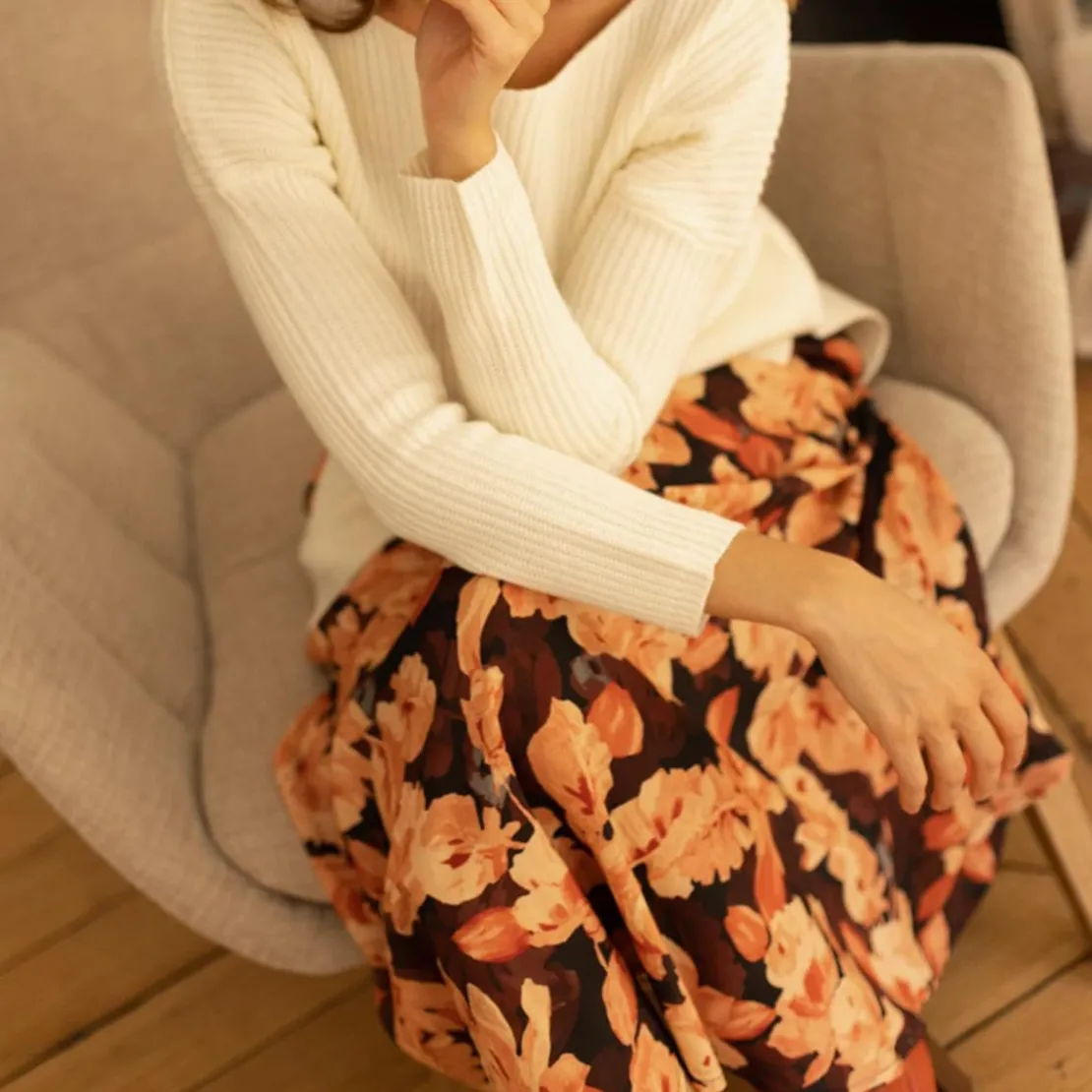 3S. x RééditionJupe midi Gaelle rose en viscose