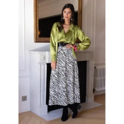 3S. x RééditionJupe print zèbre Naomie multicolore en viscose