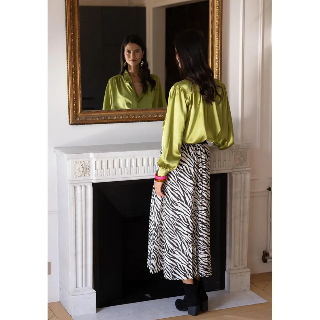 3S. x RééditionJupe print zèbre Naomie multicolore en viscose