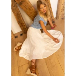 3S. x RééditionJupon Flora blanc en coton