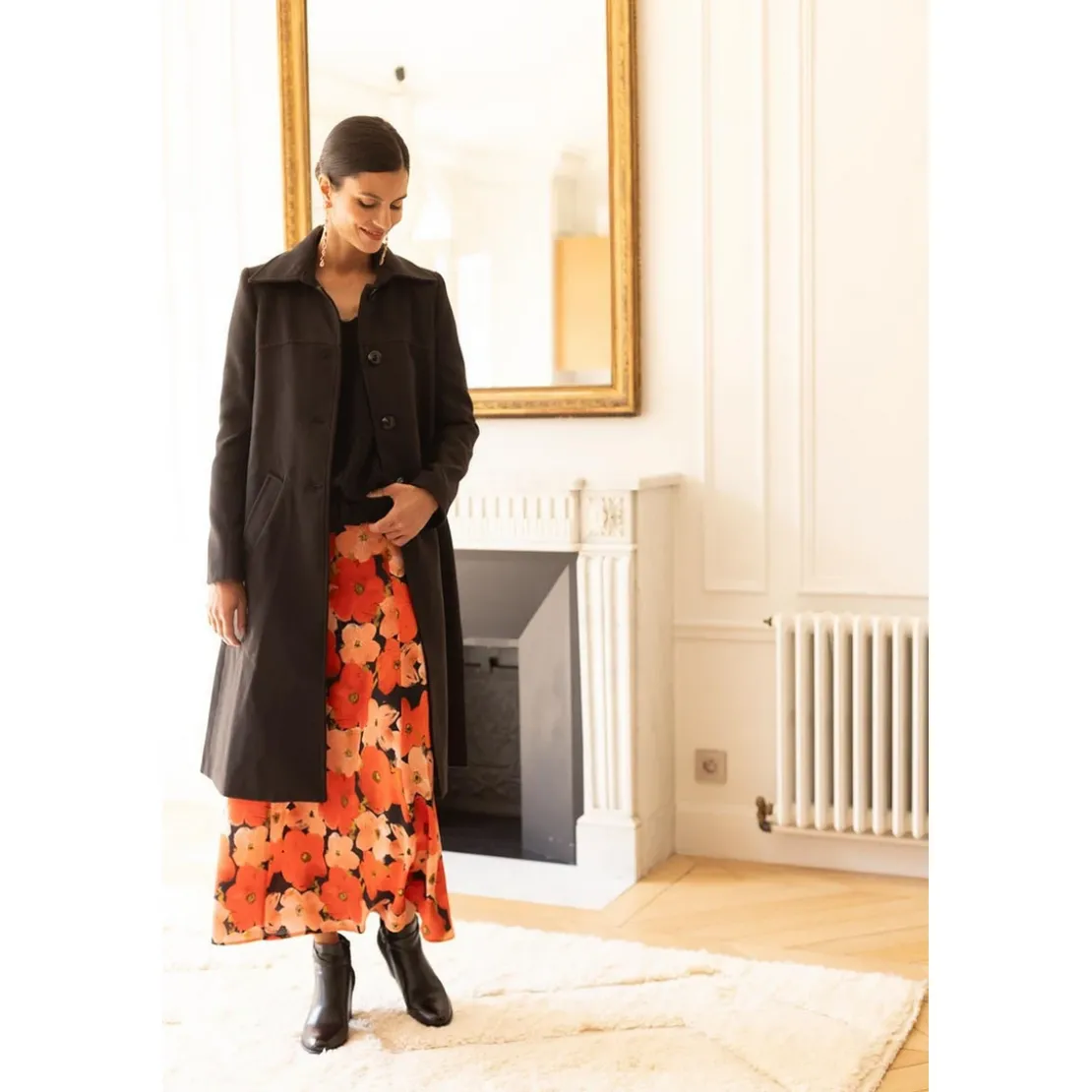 3S. x RééditionManteau long grand col Ange anthracite