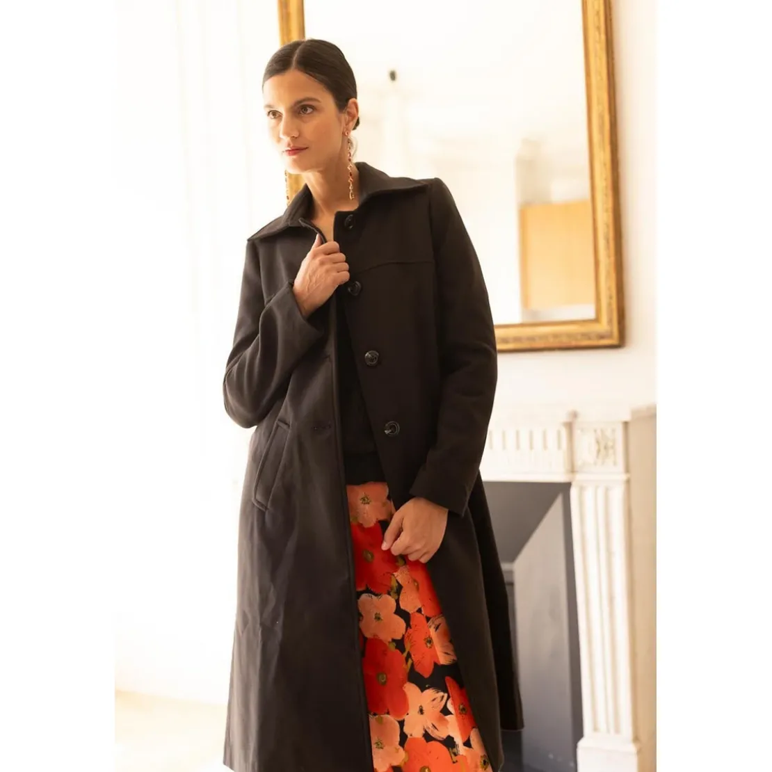 3S. x RééditionManteau long grand col Ange anthracite