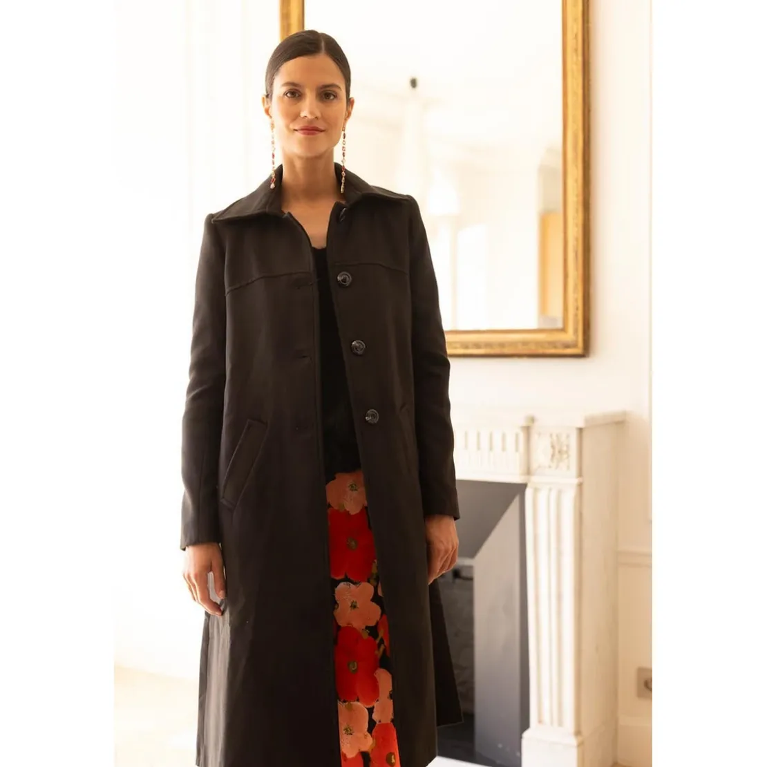 3S. x RééditionManteau long grand col Ange anthracite