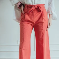 3S. x RééditionPantalon paperbag ceinturé Joe Réédition en coton rose