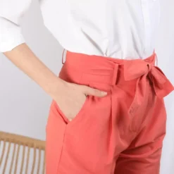 3S. x RééditionPantalon paperbag ceinturé Joe Réédition en coton rose