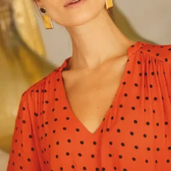 3S. x RééditionRobe courte Delia orange en viscose
