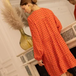 3S. x RééditionRobe courte Delia orange en viscose