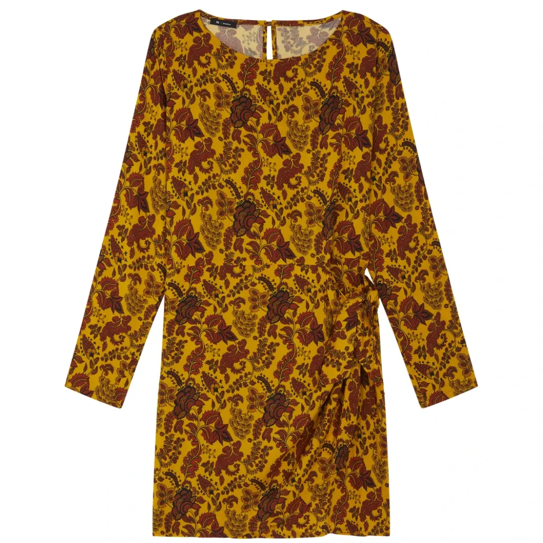 3S. x RééditionRobe courte imprimée toile de jouy - Valéria jaune en viscose