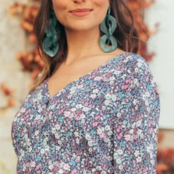 3S. x RééditionRobe courte imprimée Nina Réédition bleu en viscose