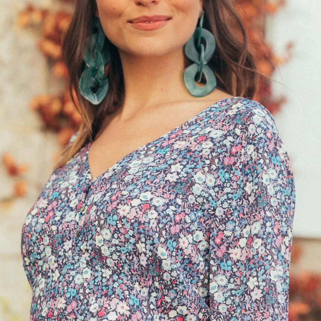3S. x RééditionRobe courte imprimée Nina Réédition bleu en viscose
