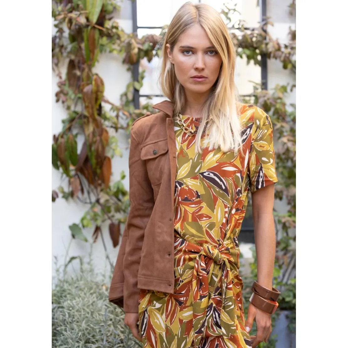 3S. x RééditionRobe courte Mia vert en viscose