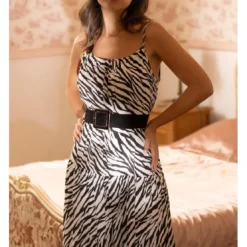 3S. x RééditionRobe fine bretelle Anaya noir en viscose