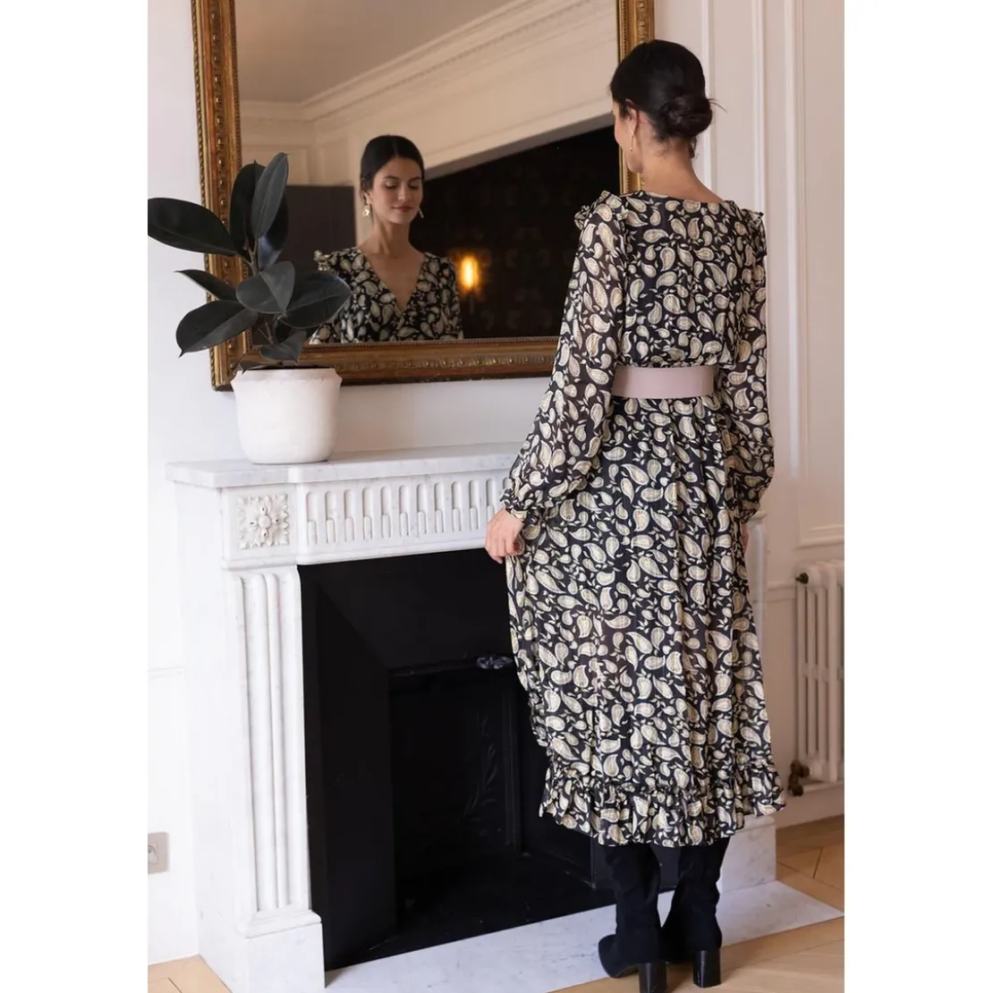 3S. x RééditionRobe longue croisée Jane