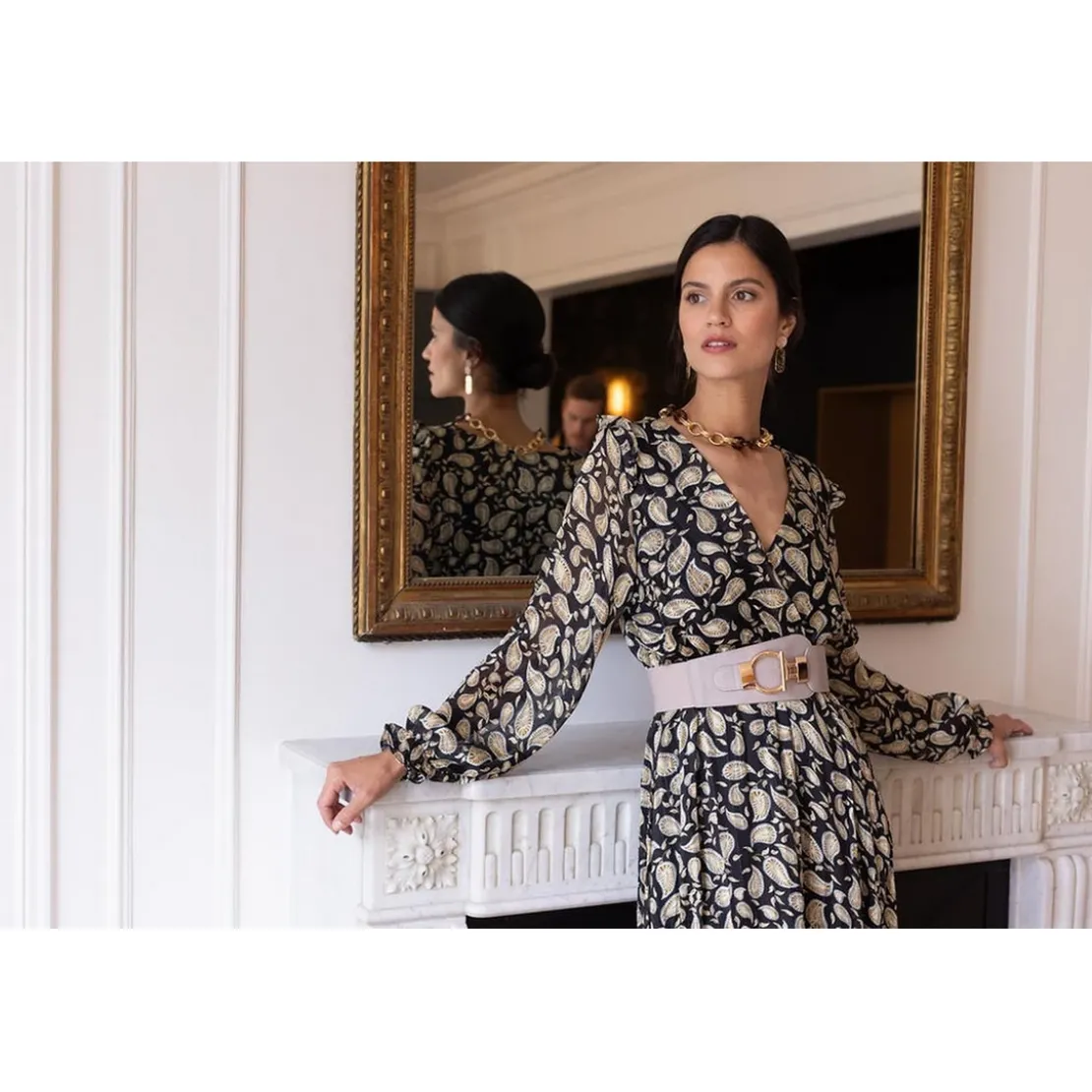 3S. x RééditionRobe longue croisée Jane
