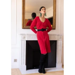 3S. x RééditionRobe longue dos V Damienne rouge