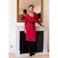 3S. x RééditionRobe longue dos V Damienne rouge