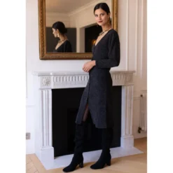 3S. x RééditionRobe longue dos V Damienne gris