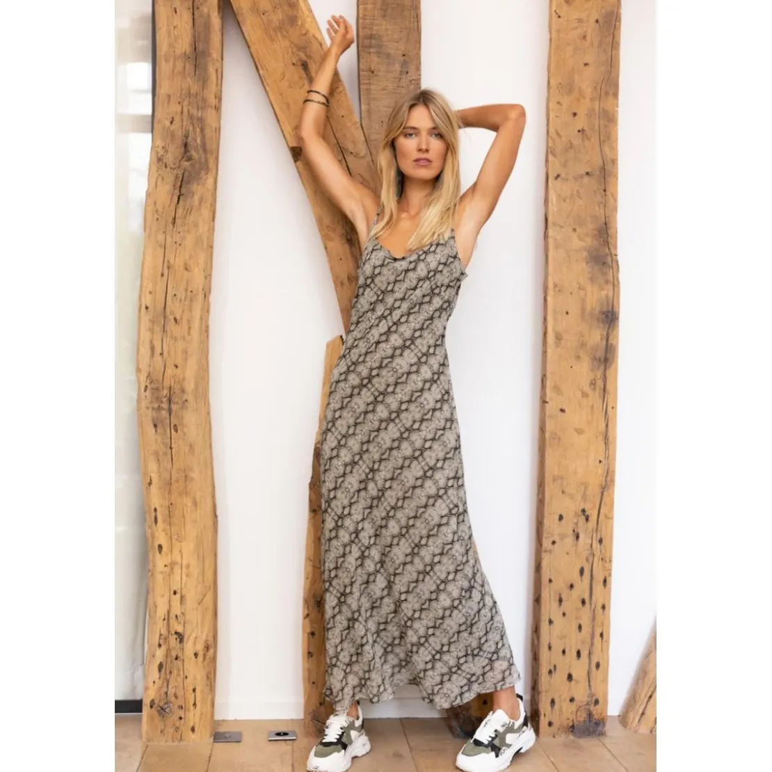 3S. x RééditionRobe longue Noa gris