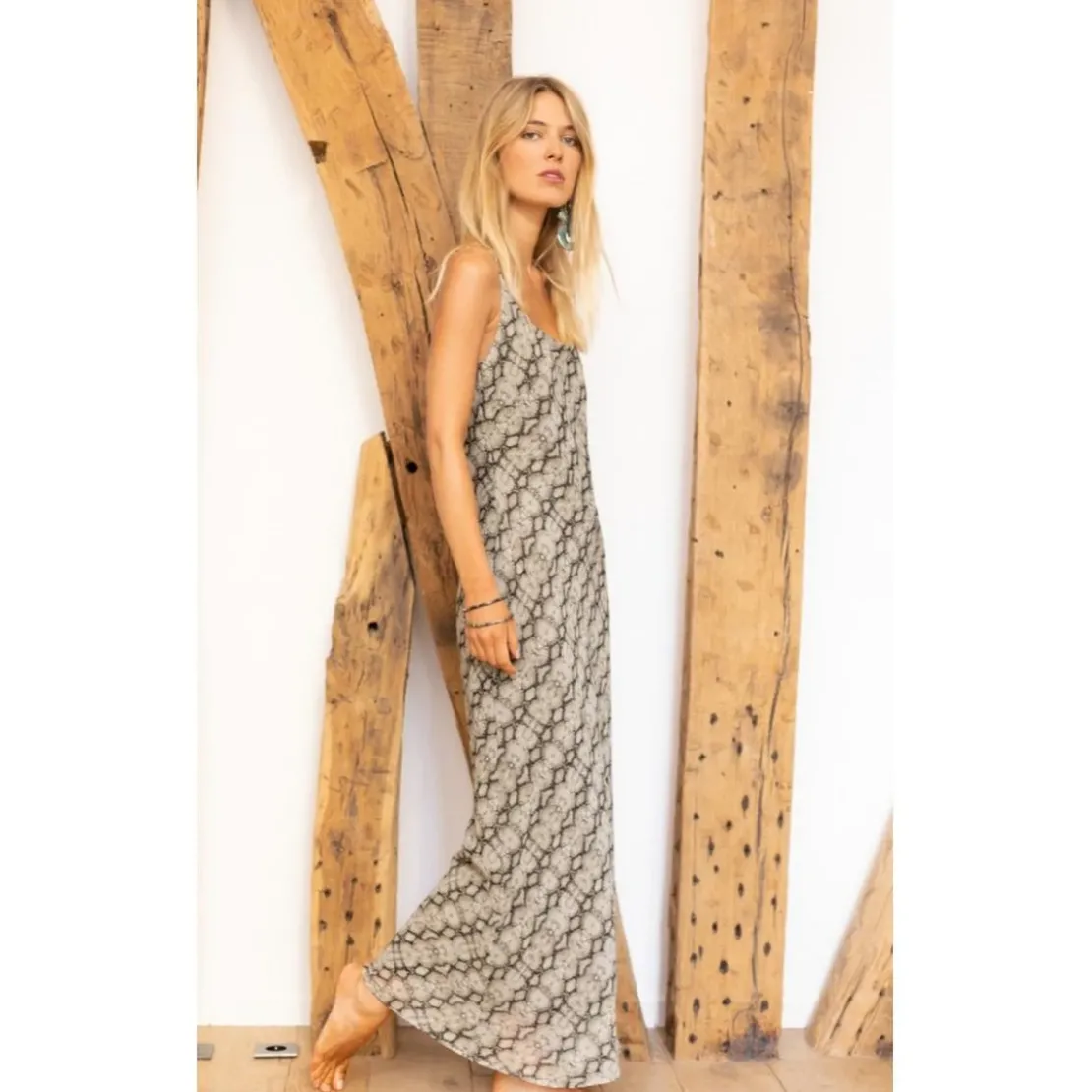 3S. x RééditionRobe longue Noa gris
