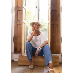 3S. x RééditionTop Emma blanc en coton